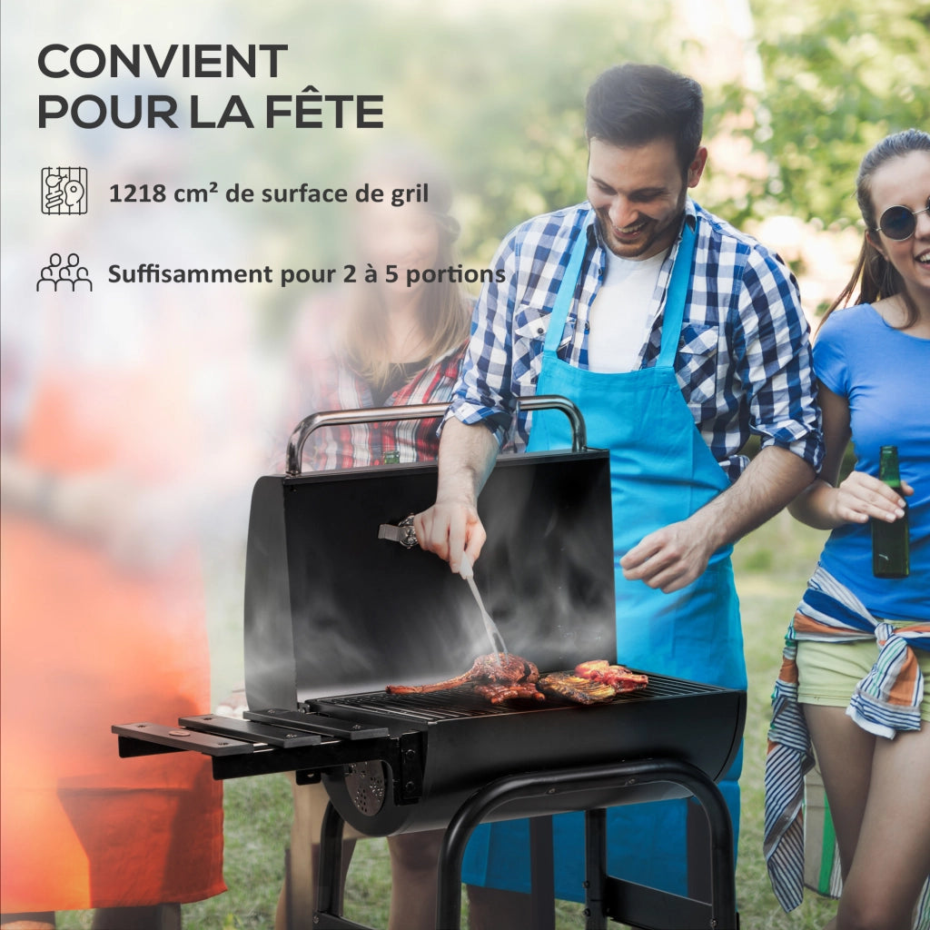 Barbecue a carbone con carrello ¨C Zephmum ¨C Griglia con ripiani, ruote e cappa