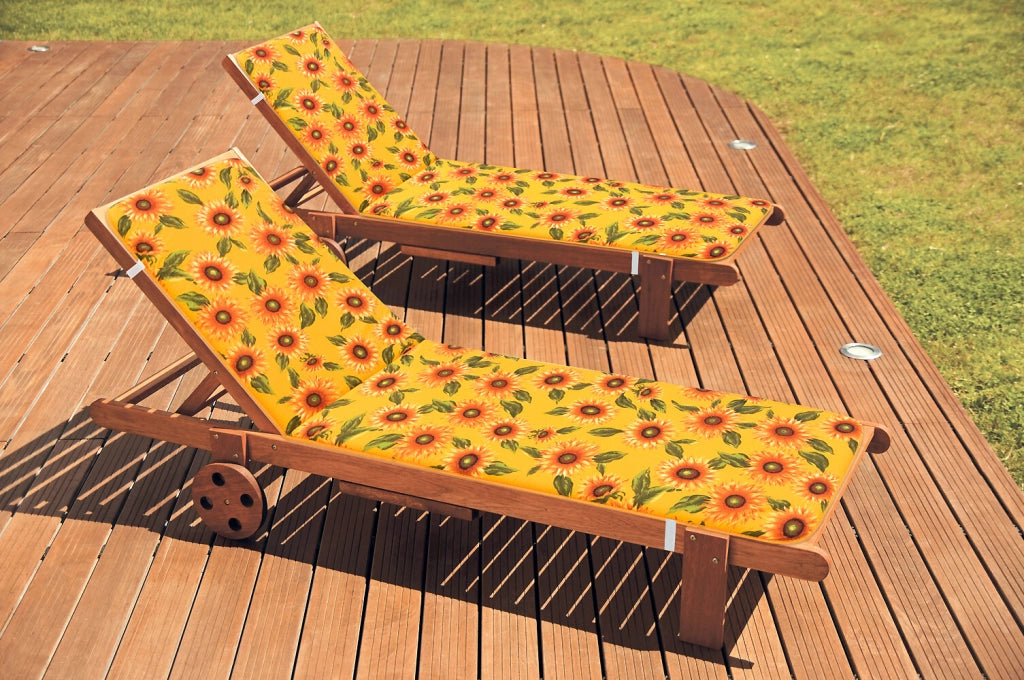 Cuscino Sdraio Morbido Girasoli Copri Seduta Lettino Prendisole Pieghevole Made In Italy Giallo