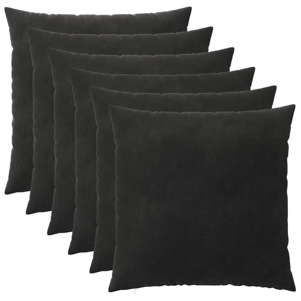Federa 6 pcs HEERLEN Nero 65 x 65 cm Velluto 912884