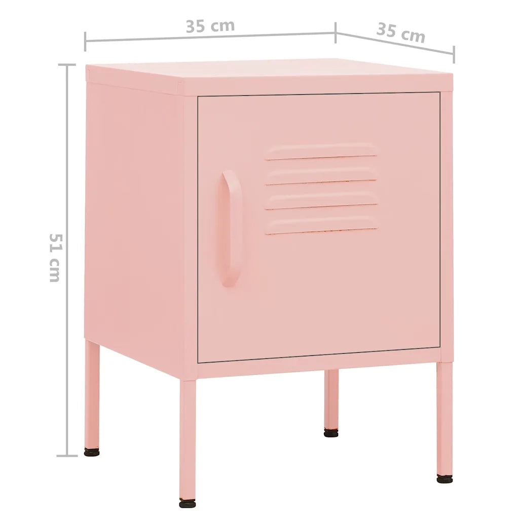 Comodini 2 pz-Set di 2 Tavolino da notte Rosa 35x35x51 cm in Acciaio