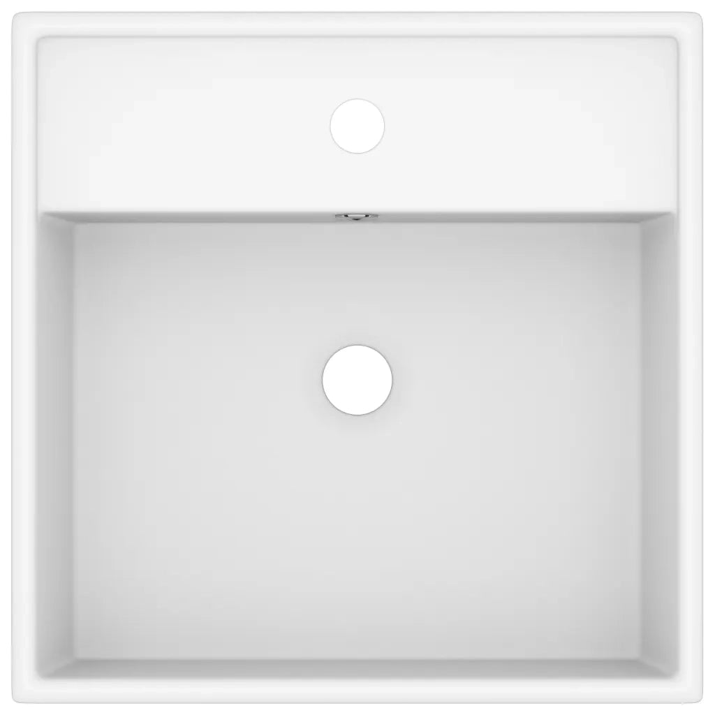 Lavabo Troppopieno Quadrato Bianco Opaco 41x41cm Ceramica cod mxl 44396