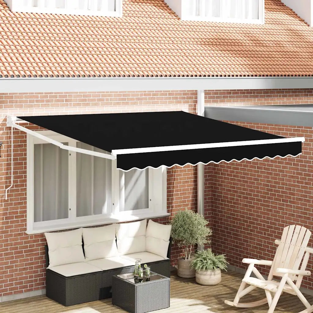 Tenda retrattile-Tenda parasole per balcone Nero 350 x 250 cm Poliestere e Alluminio 157638