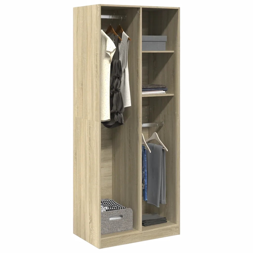 vidaXL Armadio Rovere Sonoma 80x50x200 cm in Legno Multistrato