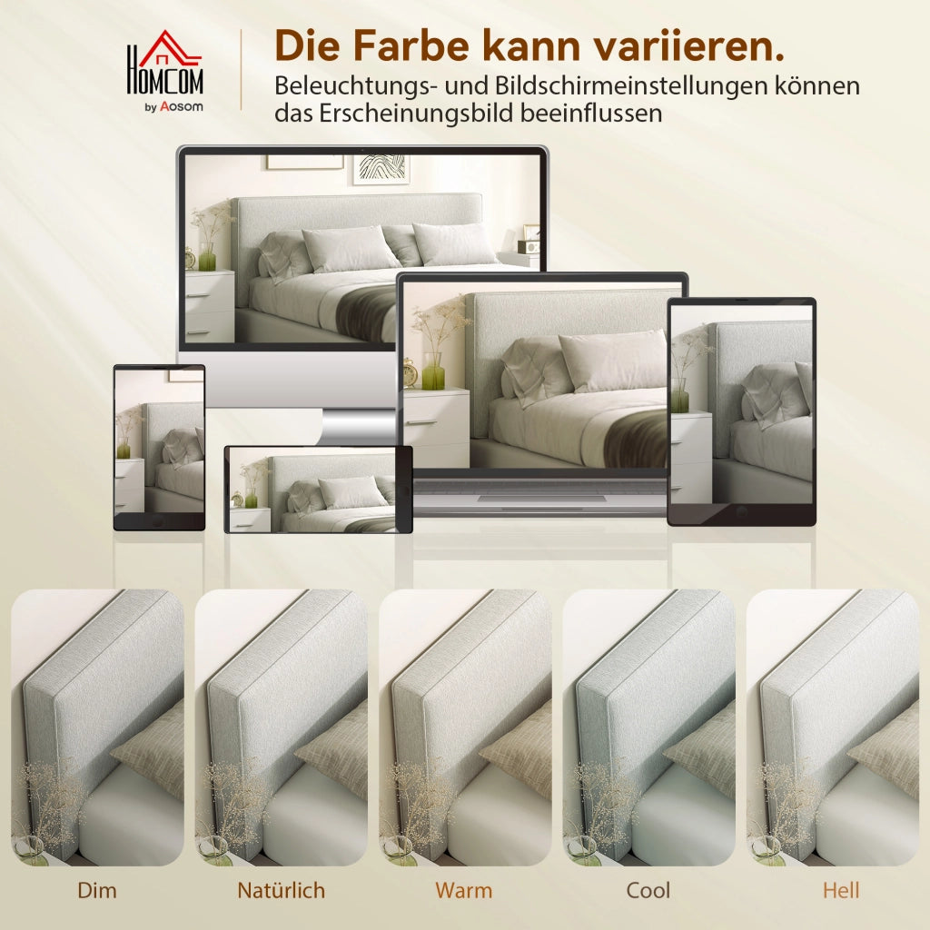 Testiera imbottita per letto ¨C zephmum ¨C 160x10x60 cm crema tessuto