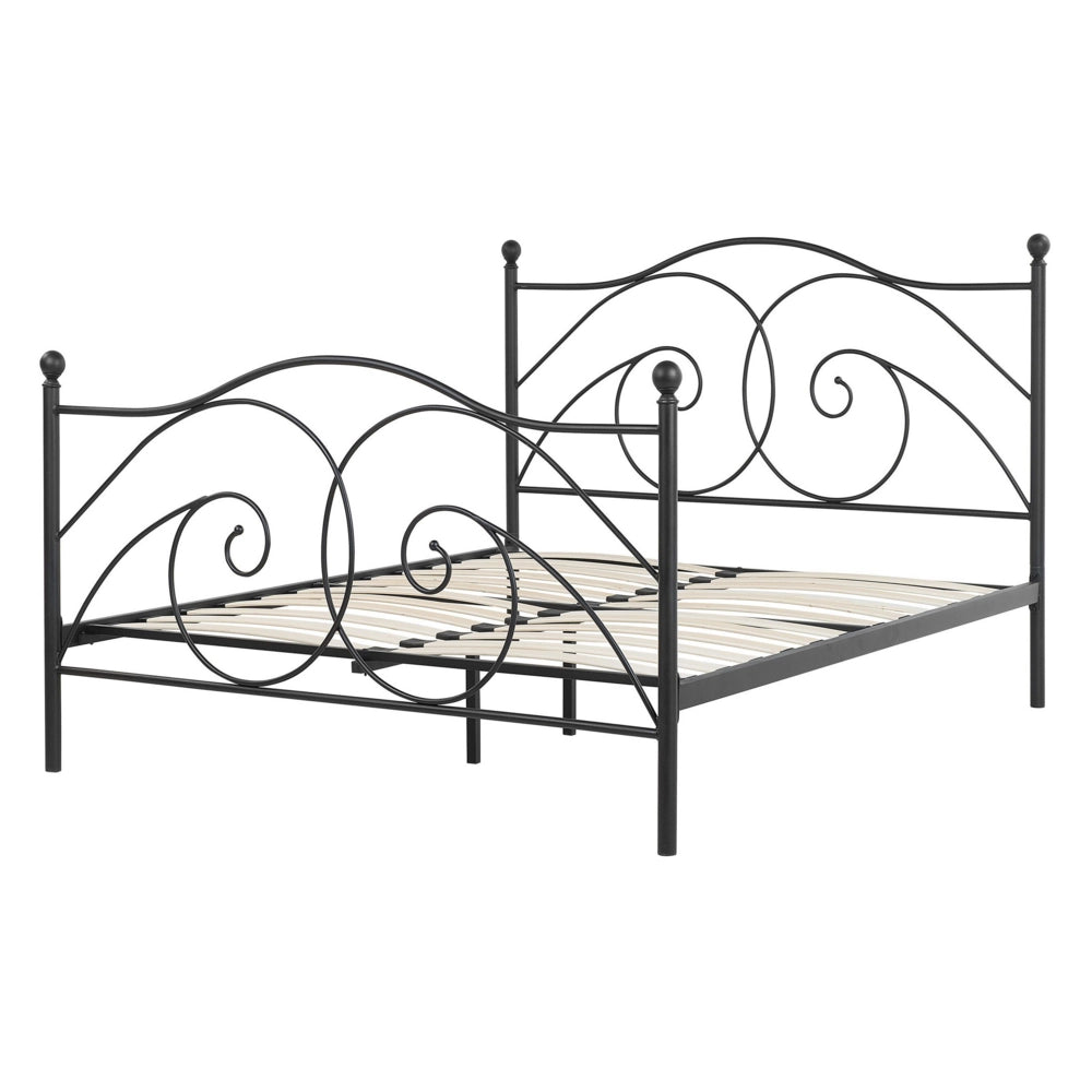 Letto matrimoniale 140 x 200 cm Rete a doghe con struttura in metallo Nero Retro