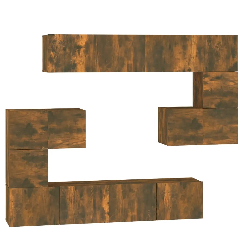 Mobile Porta TV a Parete Rovere Fumo in Legno Multistrato 3114587