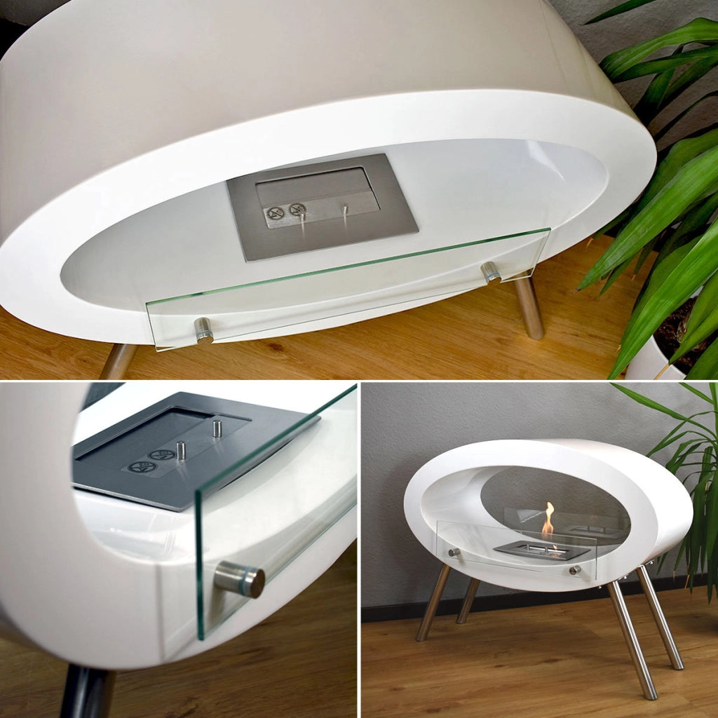 Biocamino ovale da pavimento, camino bioetanolo moderno Glow Fire Unique