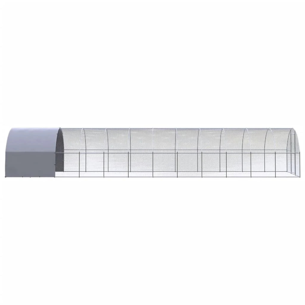 Pollaio recinto per polli da esterno 3 x 12 x 2 m acciaio zincato argento 02_0043999
