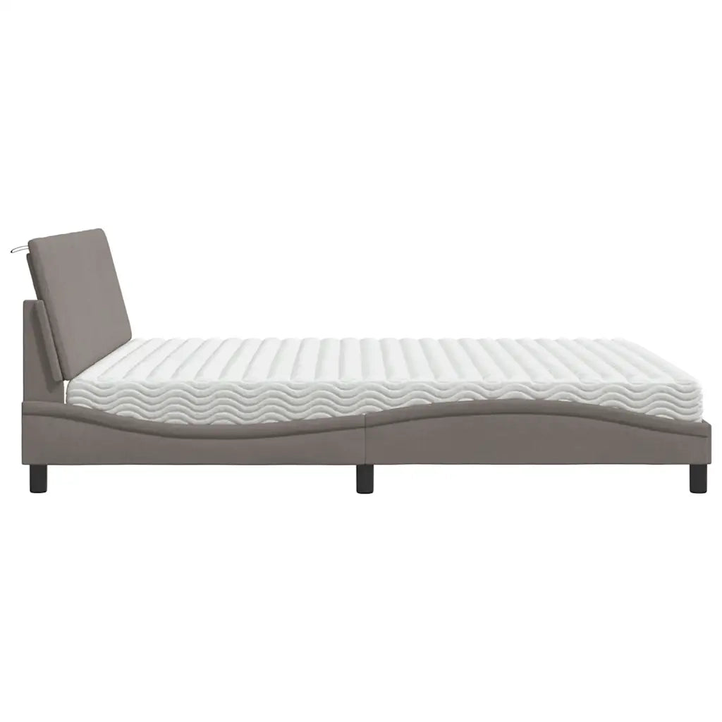 Letto con Materasso Hanko Tortora 180x200 cm in Tessuto 3310549
