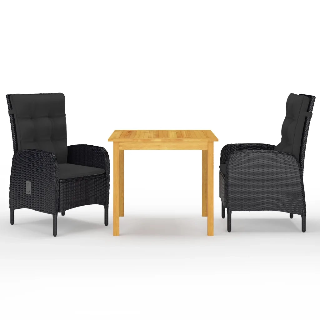 Set Mobili da Pranzo per Giardino 3 pz Nero cod mxl 36974