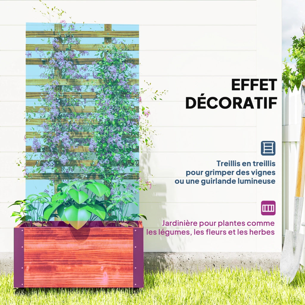 Fioriera con griglia e rotelle ¨C zephmum ¨C 65x31x147 cm legno di pino