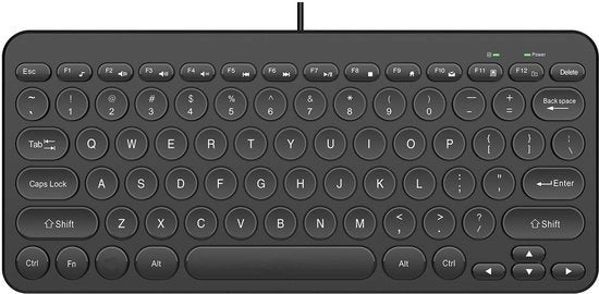 Tastiera da scrivere per desktop e laptop con tasti a contatto, silenziosi, rotondi (nero)