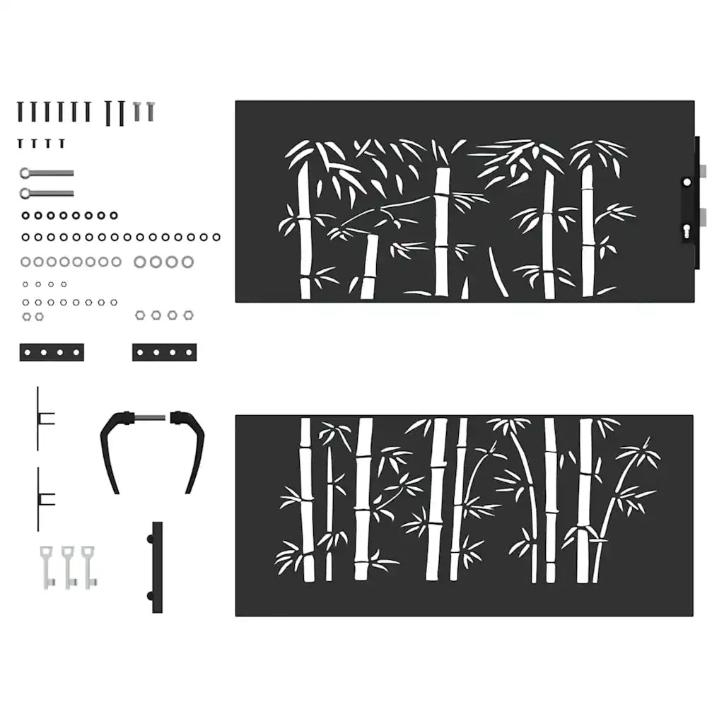 Cancello da giardino con blocco Nero 85 x 175 cm 42015869