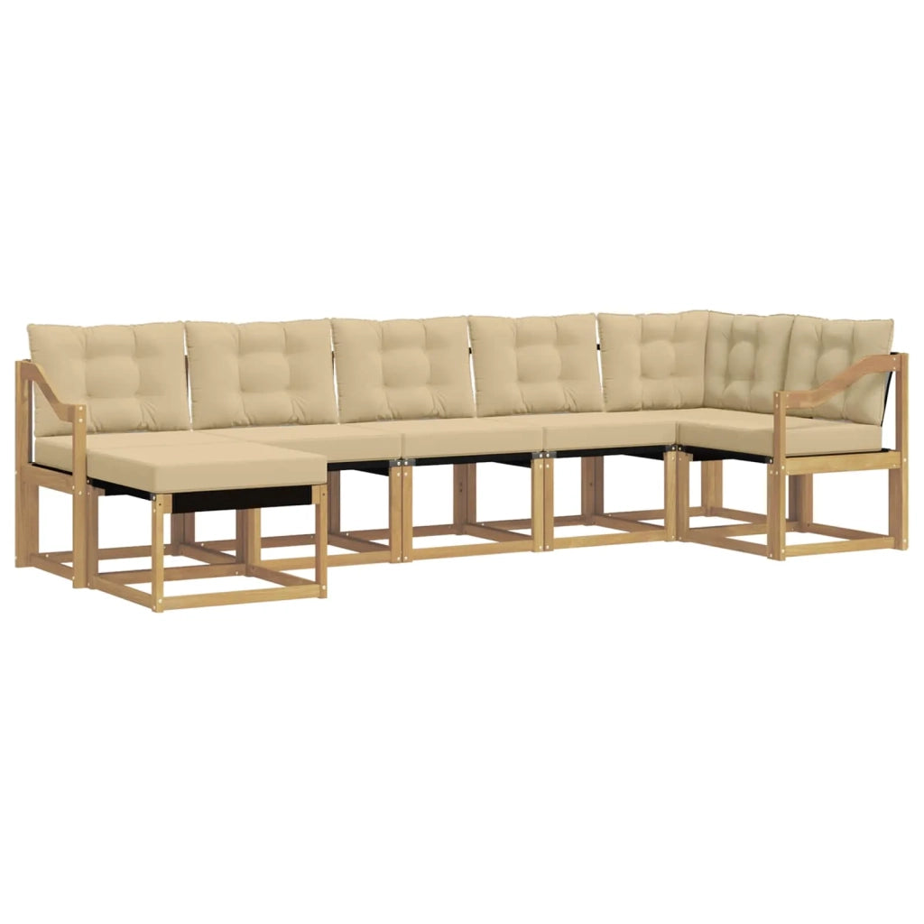 Set di divani da esterno con cuscino 7 pcs Bianco e Beige