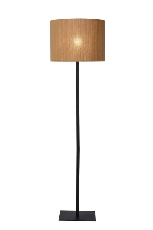 Lampada da terra Lucide Magius rattan nera E27 h160cm