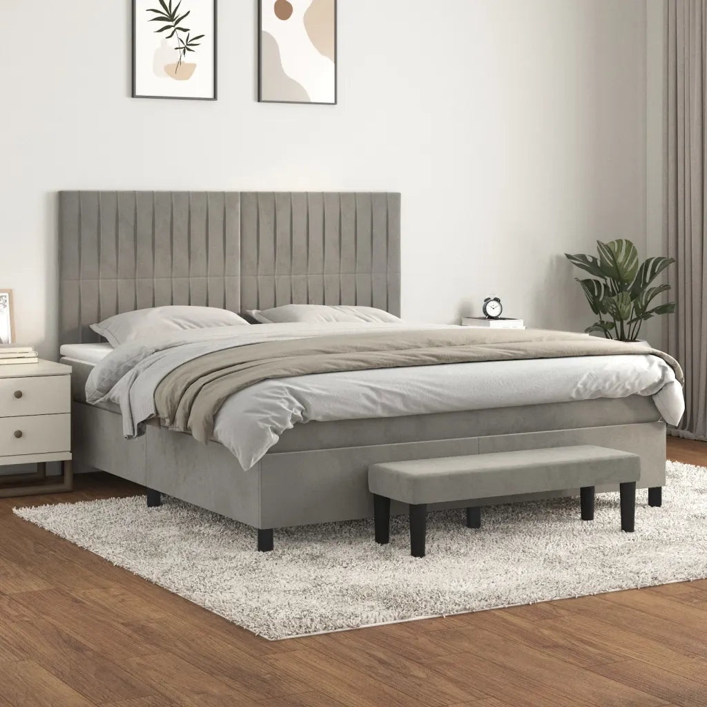 Giroletto a Molle con Materasso Grigio Chiaro 180x200cm Velluto 3137977