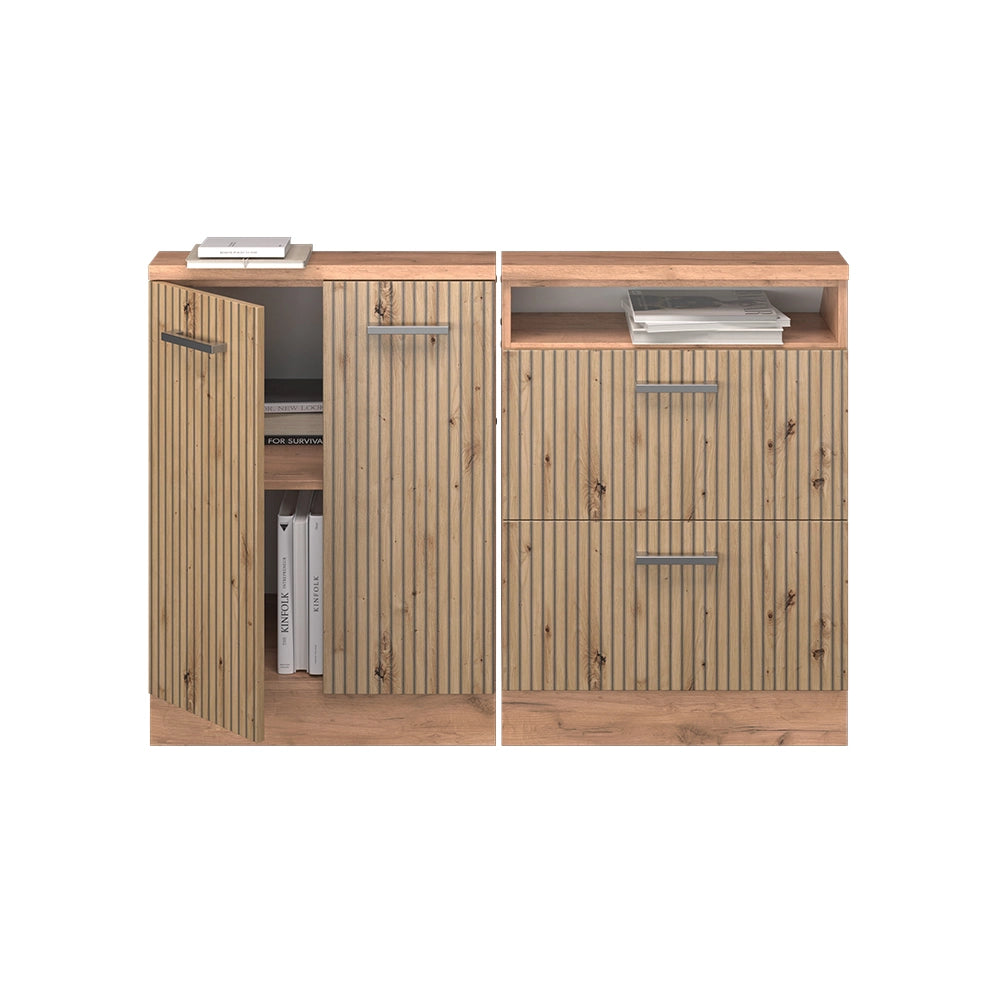Set di mobili sottotetto Rion Rovere artigianale/Rovere dorato Set di 2 Vicco