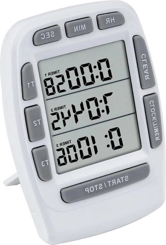 Cucina Digitale con Display LCD Grande 3 Canali Timer A Scendente Rimanente Alarme di Allarme con Batteria Sostituibile per Bambini e Anziani - JR-KT001