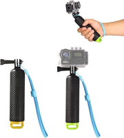 Manubrio flottante impermeabile per braccio di azione della camera, manubrio azionabile per fotocamera con impugnatura antiscivolo rimovibile, set di 2, colore giallo-verde.