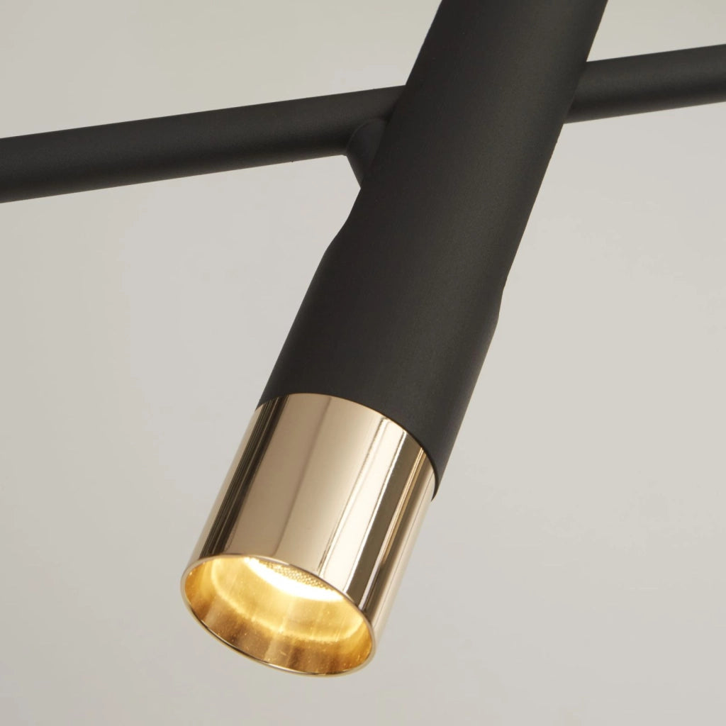 Lampada da terra a cilindro - Metallo nero e oro