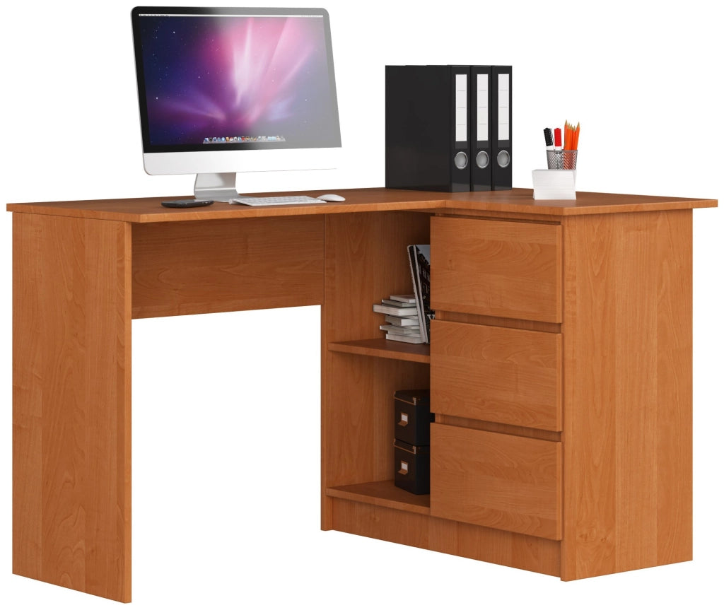 Scrivania angolare AKORD B16 Ontano 124 cm 3 cassetti 124x85x77 cm Modello a destra