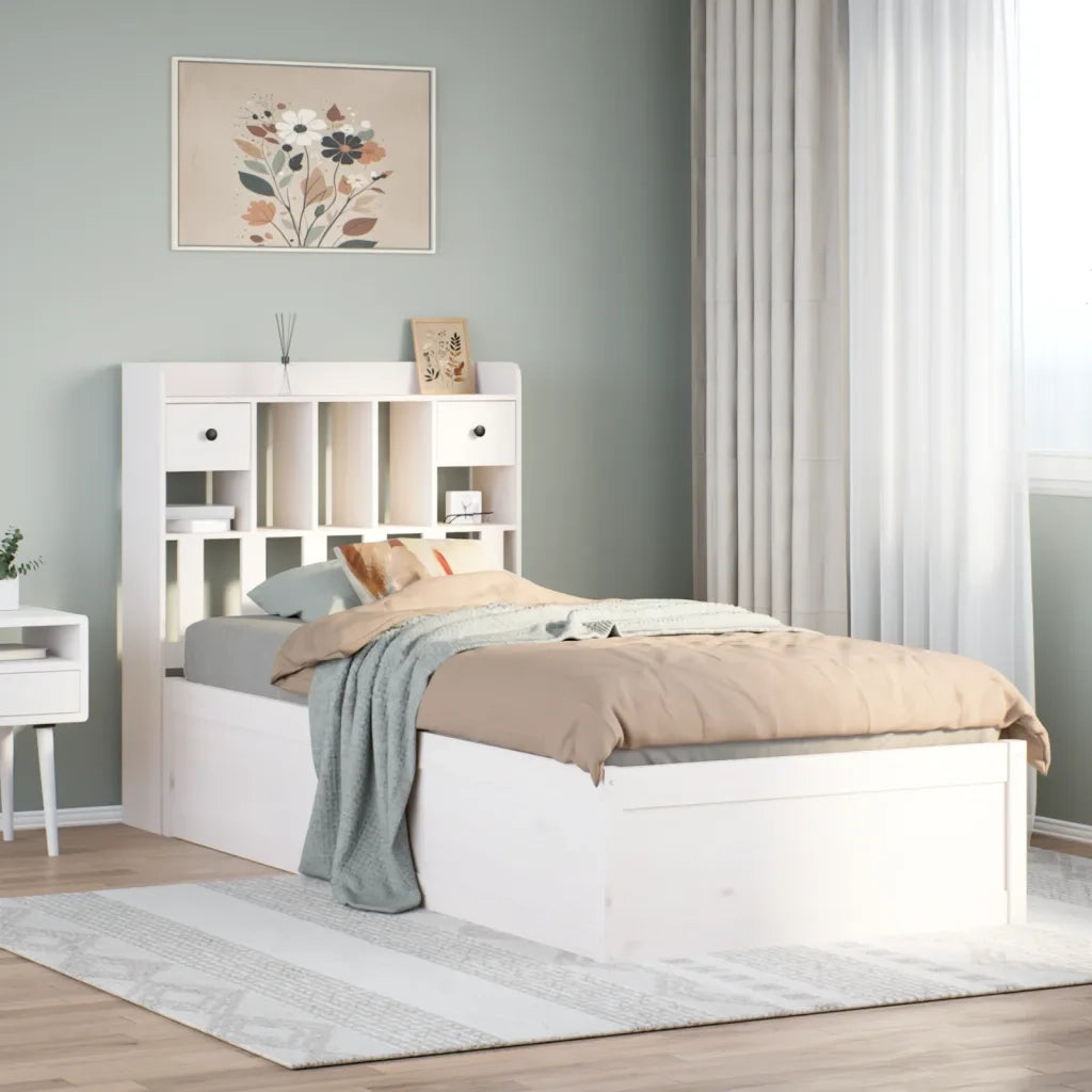 Giroletto senza Materasso-Struttura Letto Bianco 90x200 cm Legno Massello Pino 642801