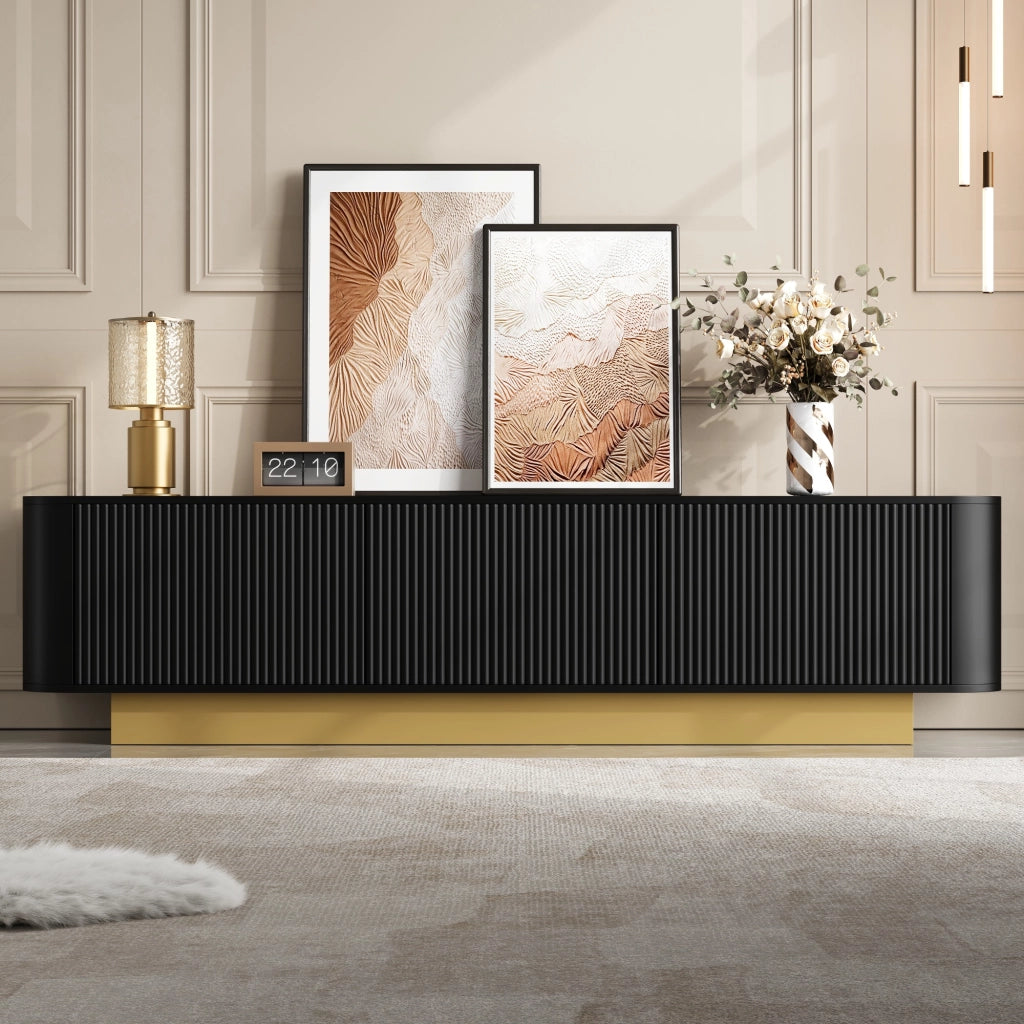 Mobile TV moderno 170 x 40;5 x 47 cm con 3 ante e gestione cavi; nero