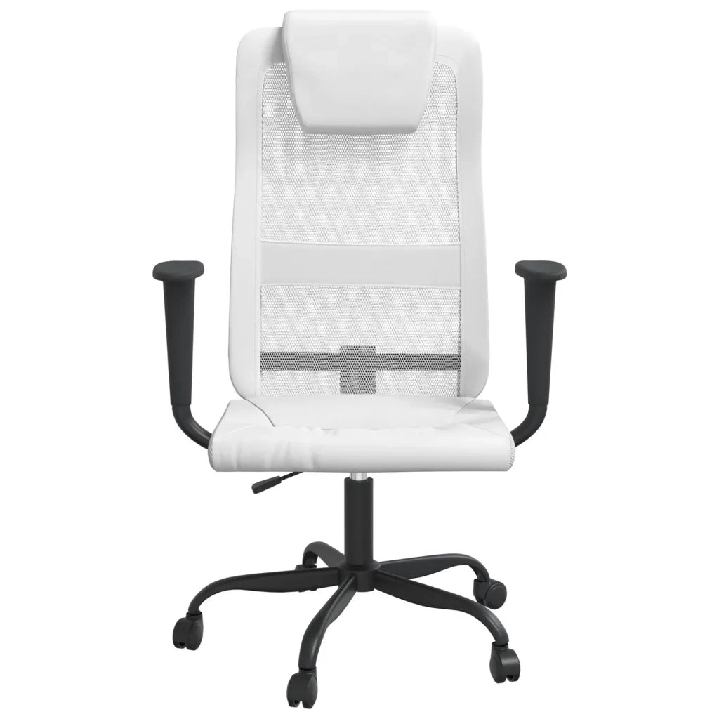 Sedia da Ufficio Altezza Regolabile Bianca in Rete e Similpellecod mxl 108525