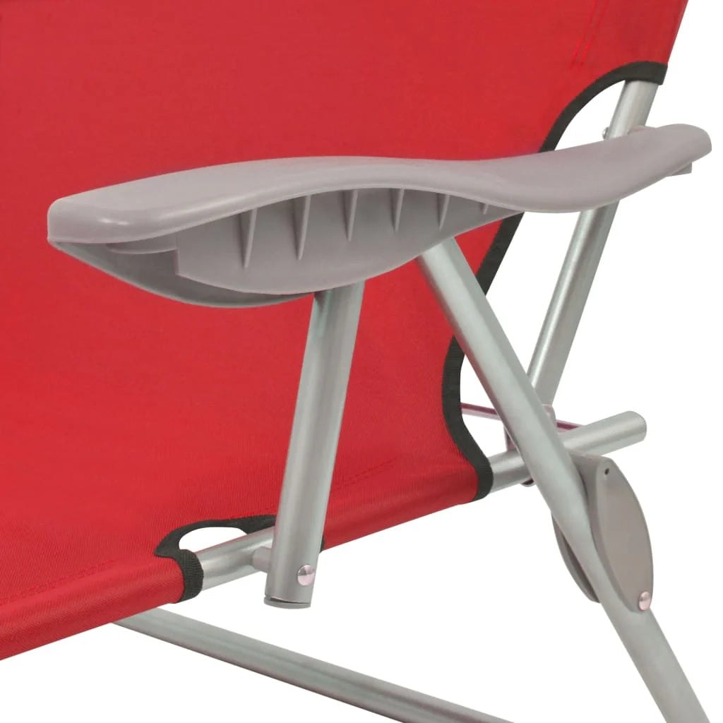 Lettino prendisole sedia a sdraio lettino prendisole letto da giardino mobili da esterno per patio 189 cm con tettuccio in acciaio rosso 02_0012269