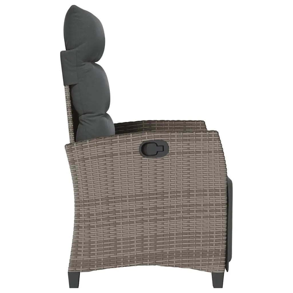 Sedia Reclinabile da Giardino | Sedie da Esterno con Tavolino Grigio Polyrattan