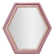 Specchio da muro esagonale in velluto rosa chiaro e scuro 75x4x78cm TONY