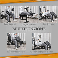 Panca da Palestra Regolabile con Supporto per Bilanciere 210x110x103-123 cm in Acciaio e PU Nero