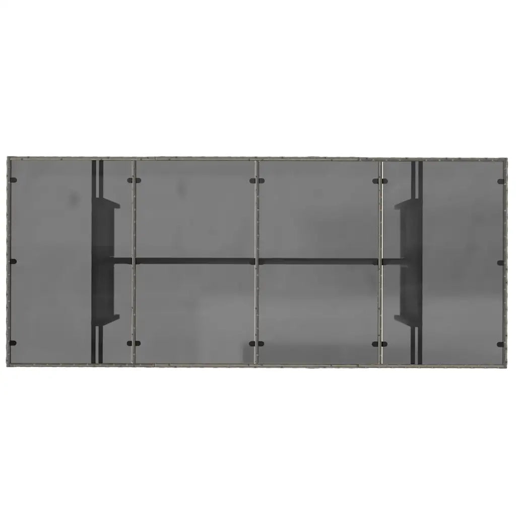 Tavolo da Giardino | Tavolino da esterno Piano in Vetro Grigio 190x80x75cm Polyrattan