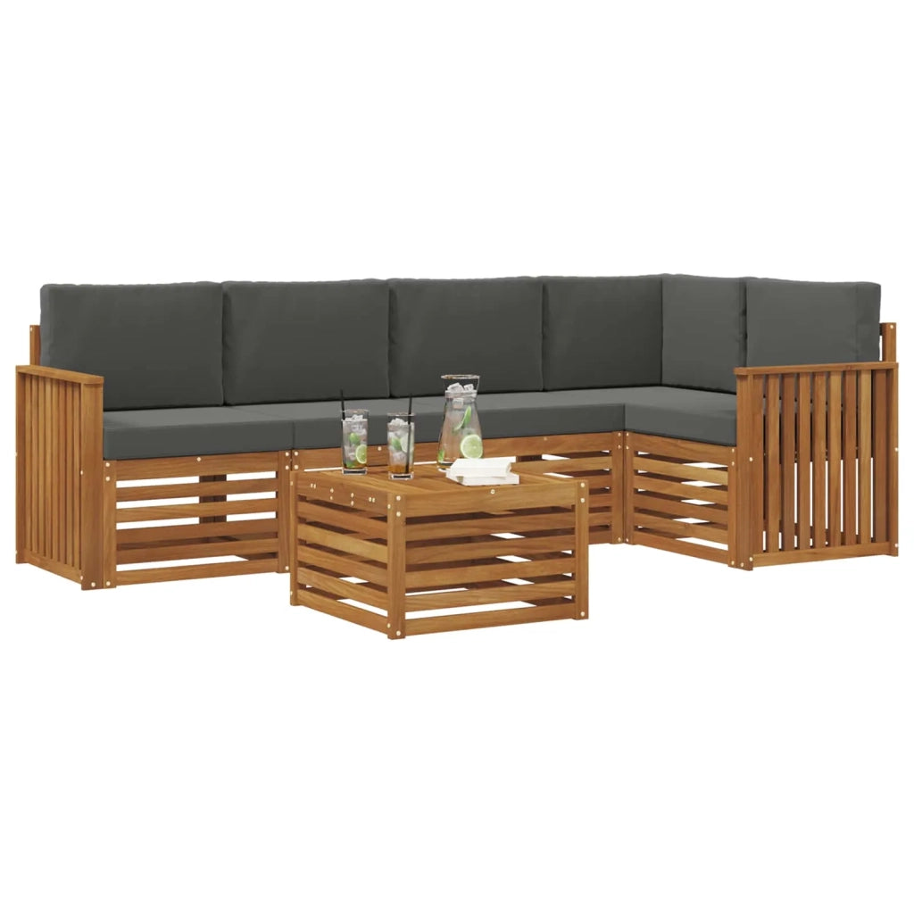 Set divano sezionale con cuscino 6 pcs Naturale e Antracite 3374847