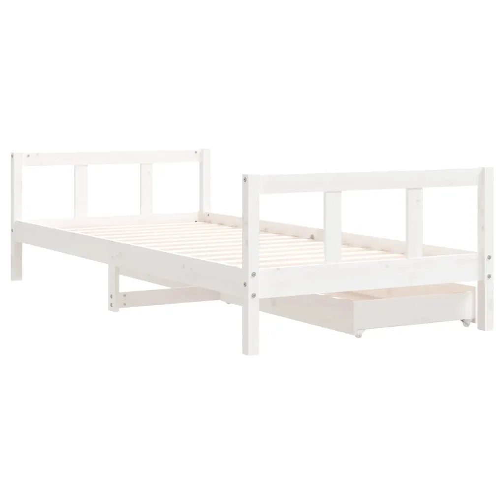 Giroletto Bambini | Letto Infantile | Lettino con Cassetti Bianco 90x200cm Massello di Pino