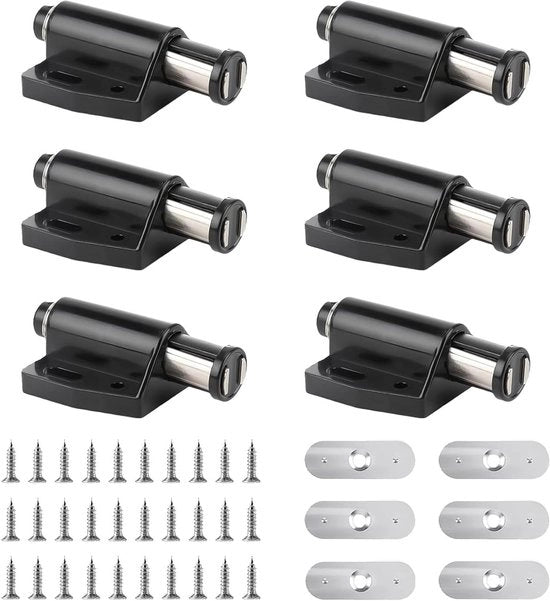 6 pezzi di fermi maniglioni a richiudere a contatto magnetico con chiusura a pressione inclusi viti di fissaggio per serrature pesanti ideali per porte di armadio, cucina, bagno