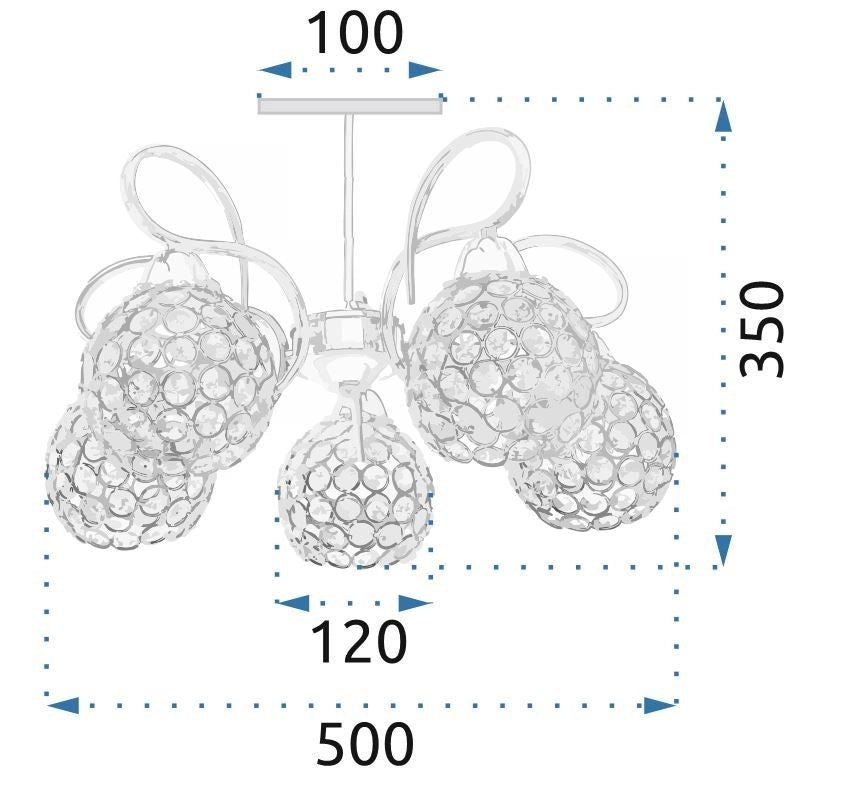 Lampadario In Cristallo Con Foglie In Metallo APP636-5C