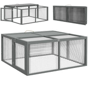 Gabbia per conigli pieghevole con maniglia ¨C zephmum ¨C grigio 110x105x50 cm
