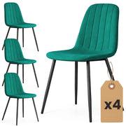 Set di 4 Sedie in velluto trapuntate LUMO Verde Bottiglia gambe nere