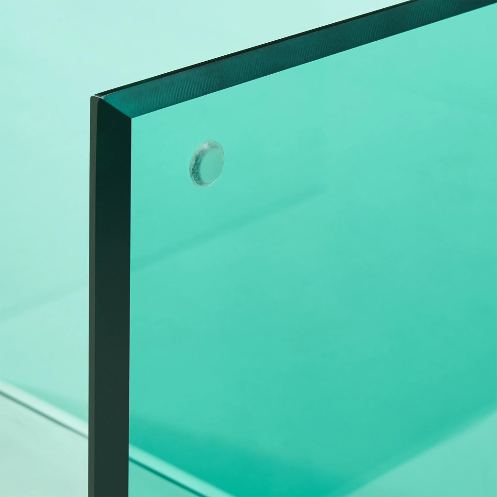 Tavolino Laterale Trölmapilu a Forma di C in Vetro 60 x 40 x 40 cm - Verde [en.casa]