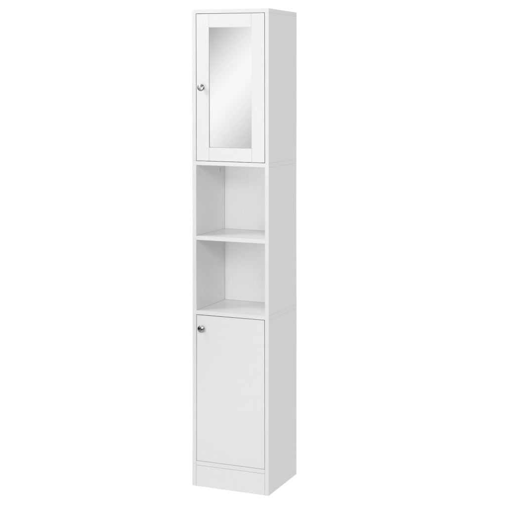 Armadio Bagno con Specchio ¨C zephmum ¨C Bianco Legno 30x28x180 cm