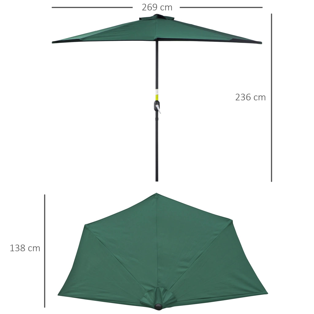 Ombrellone Semicircolare da Parete ¨C zephmum ¨C Verde Poliestere 270x240 cm
