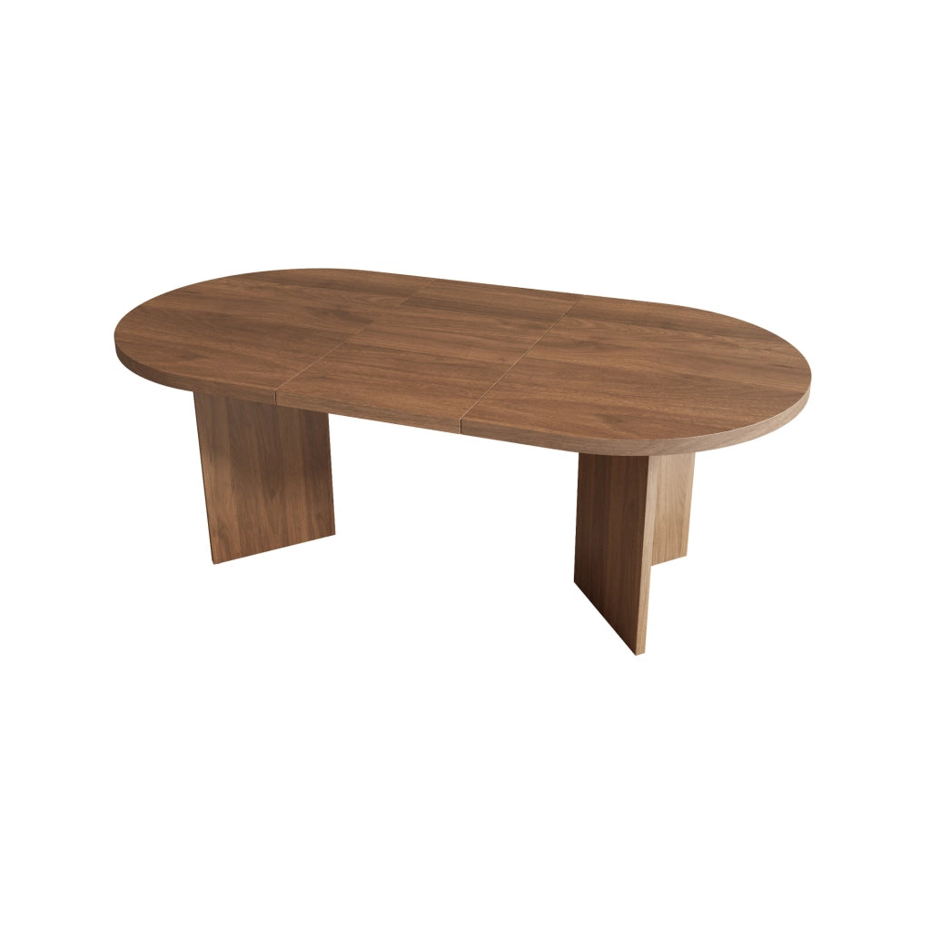 Tavolo da pranzo moderno per 6-8 persone con angoli arrotondati; piano 18 mm; colore noce