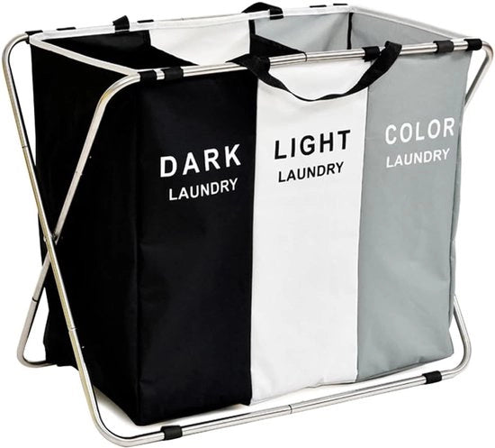 Sapone 3 celle - Risciacquatore - Con tasche rimovibili – Lavanderia – Risciacquatore con coperchio – Ripiegabile - Box lavaggio