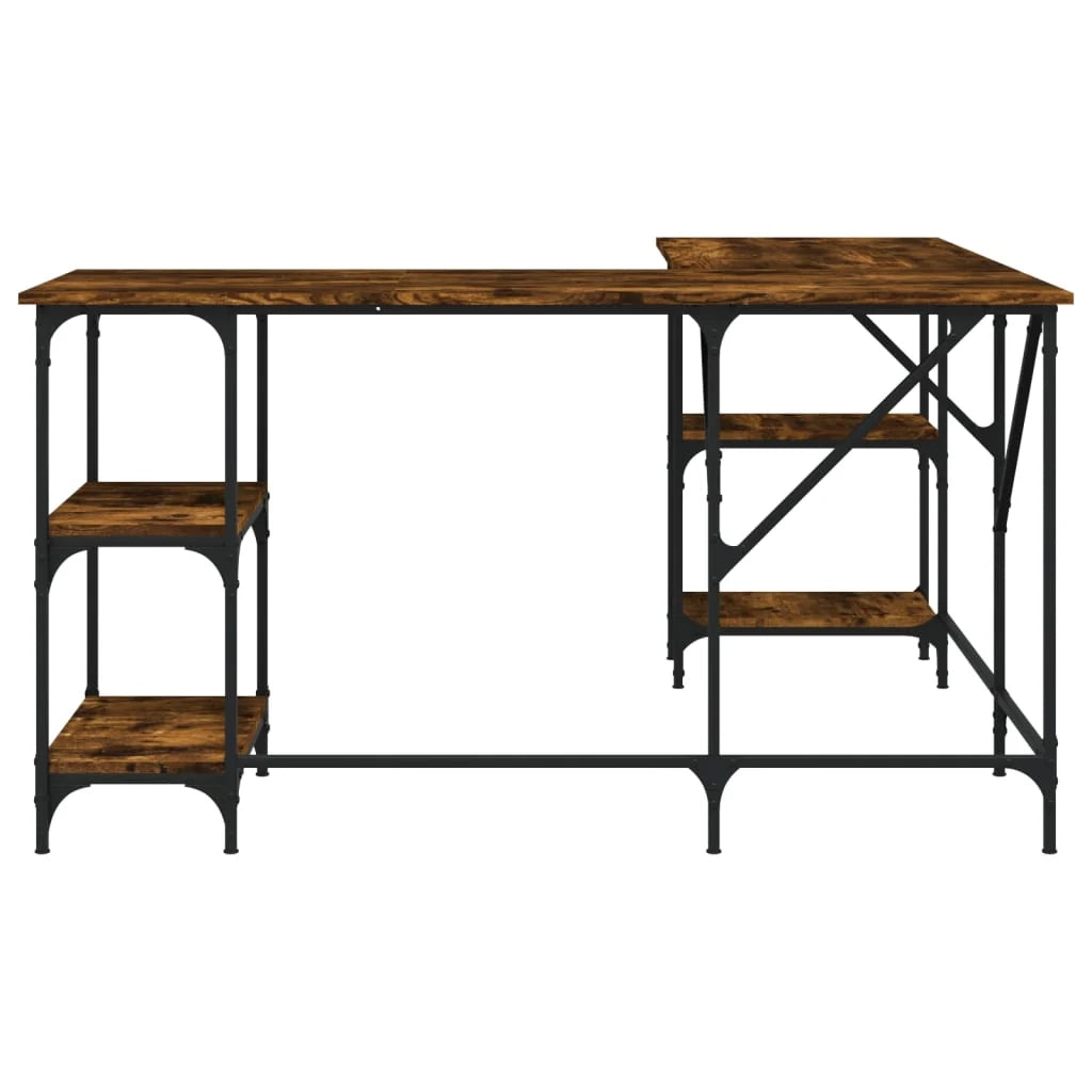 Scrivania da ufficio postazione di lavoro mobile per computer studio rovere affumicato 139 x 139 x 75 cm legno ingegnerizzato marrone 02_0023574