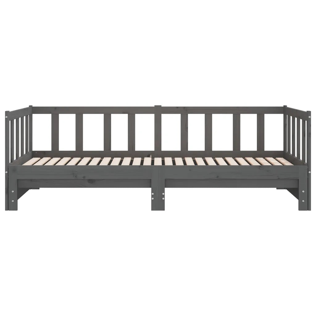 Dormeuse Estraibile Grigia 2x(90x190) cm Legno Massello di Pino 814666