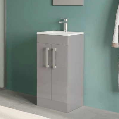 Mobiletto bagno da terra 40 cm salvaspazio grigio 2 ante Poket