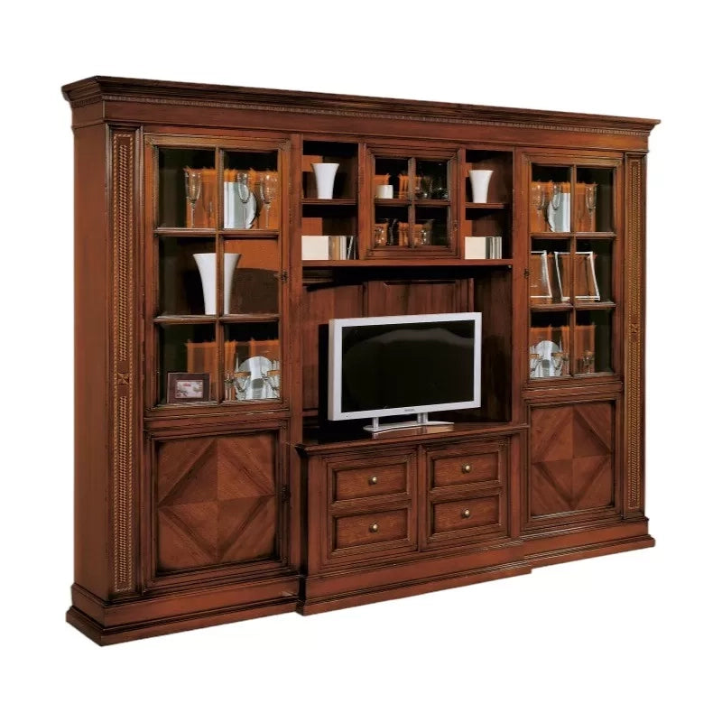 Parete attrezzata porta tv classica legno tinta noce 312x45x238