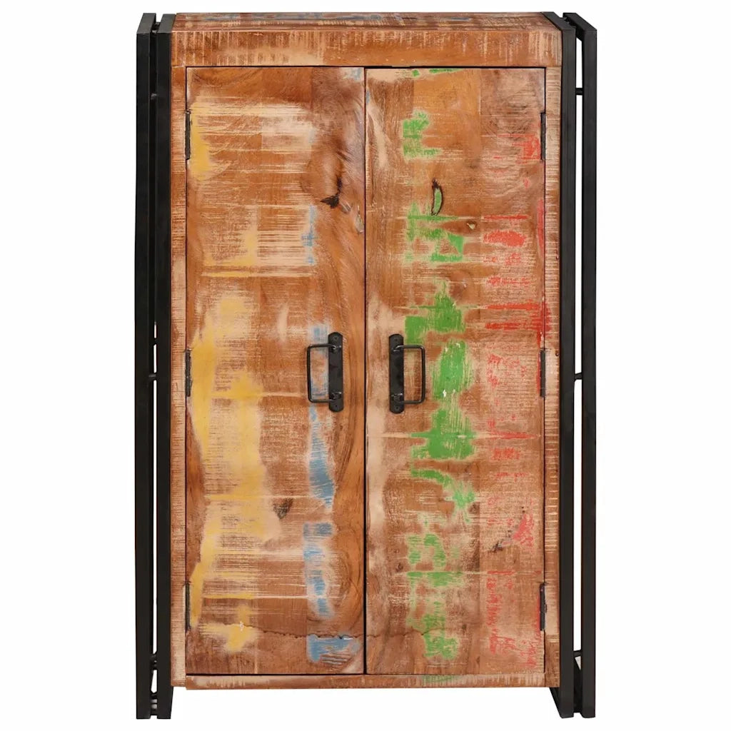 Credenza | Highboard con Ante Marrone Legno Recuperato Massello e Metallo