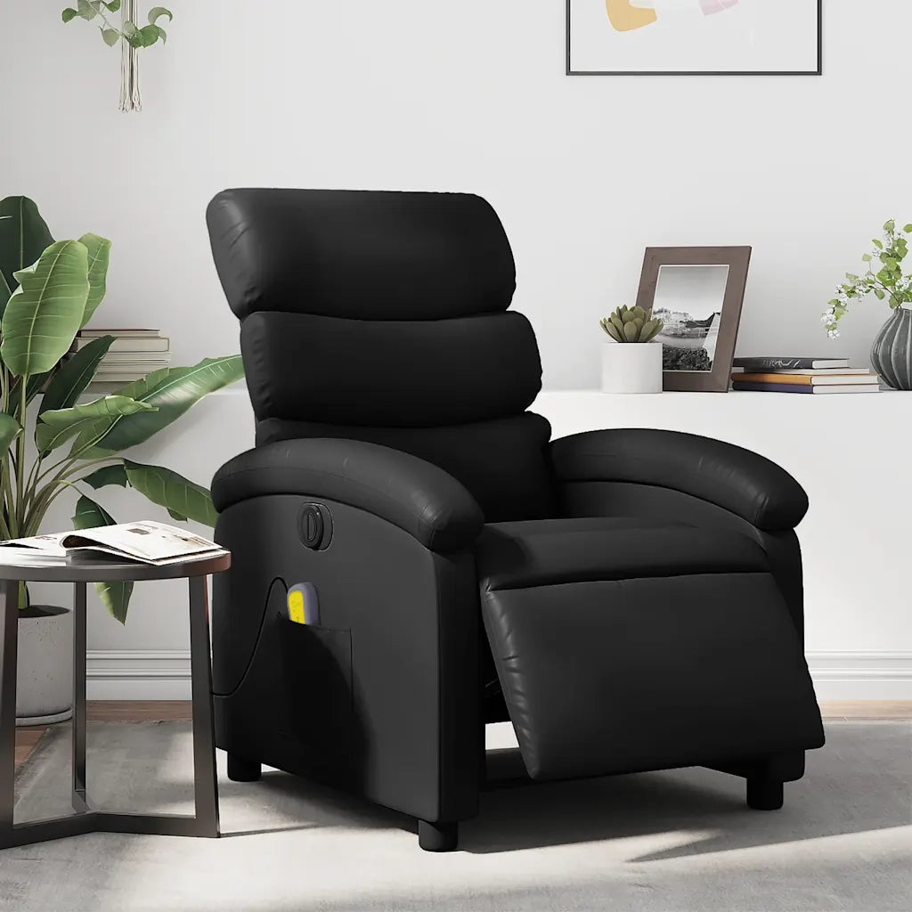 Poltrona Massaggiante | Sedia Relax Reclinabile Elettrica Nera in Similpelle
